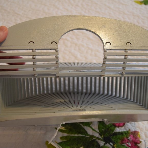 Amerileather (like Cult Gaia design) Silver Half-Round Ping Bamboo Satchel - Picture 5 of 6